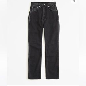 Abercrombie & Fitch Mixed Fabric Ultra High Rise Ankle Straight Jean